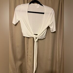 Forever 21 white Tie Front Crop Top